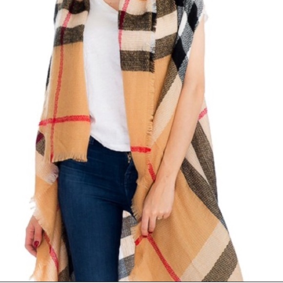 Last 1!New Timeless Soft Plaid Vest w/Frayed Ends - Picture 7 of 8